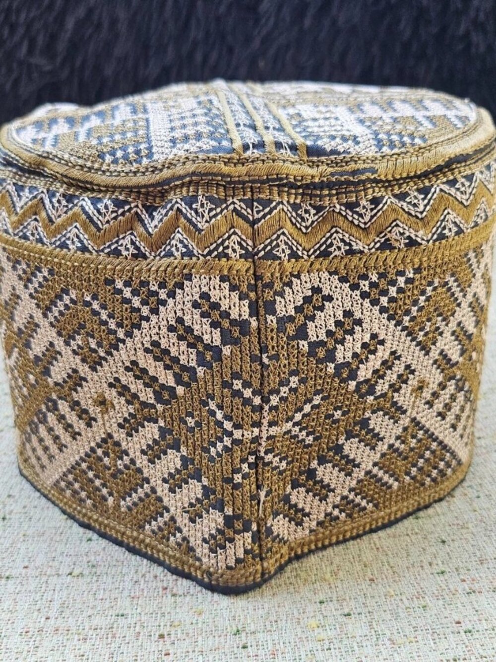 Men Hat Omani Cultural Religious Cap PrayKumma Kufi Payer Muslim Topi Size 57cm